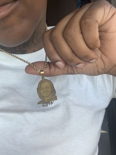 Customer photo review of Lovers Charm™ 18K Custom Engraved Necklace