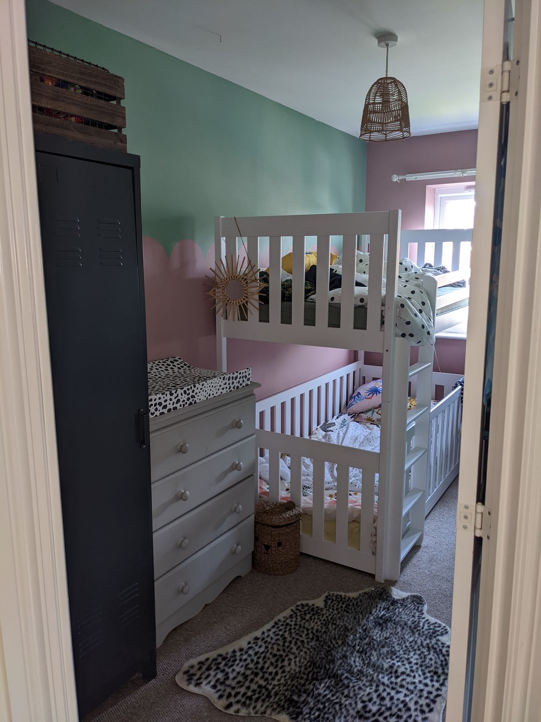 Customer photo review of Wooden Bunk Bed Cris with Cot Bed