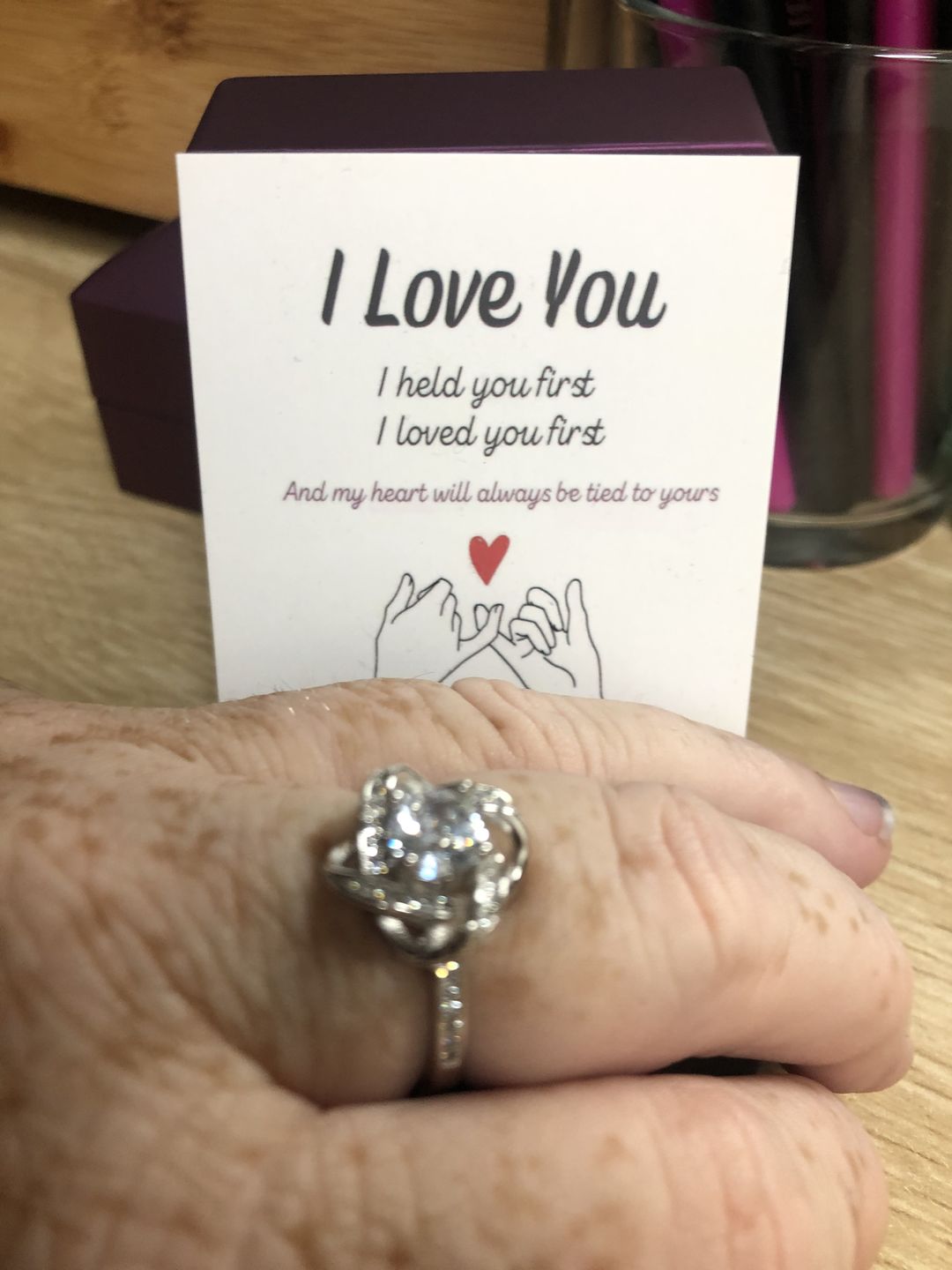 Customer photo review of Daughter | I Held You First | Love Knot Ring