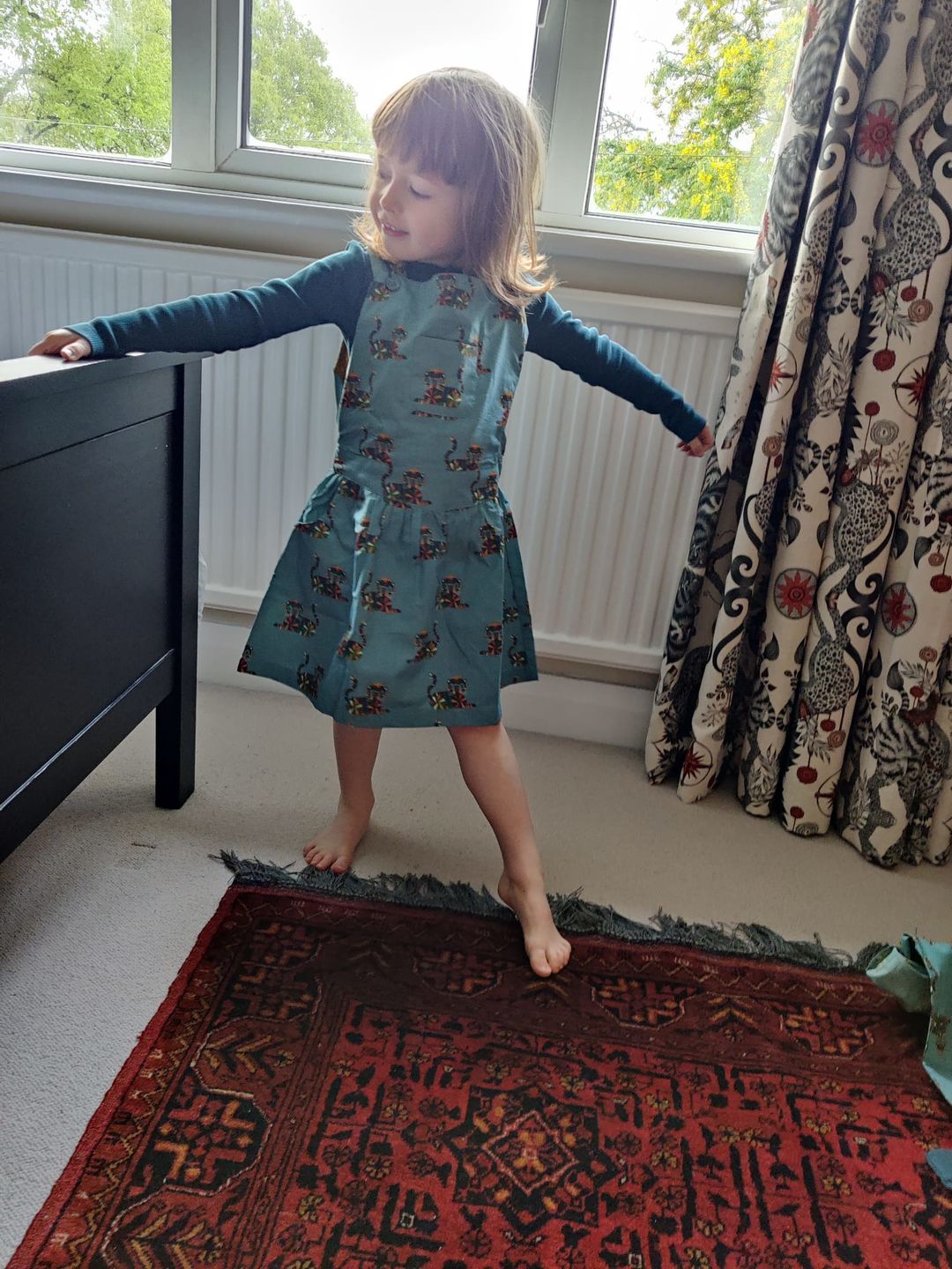 Customer photo review of Rainbow Tigers Pinafore Dress