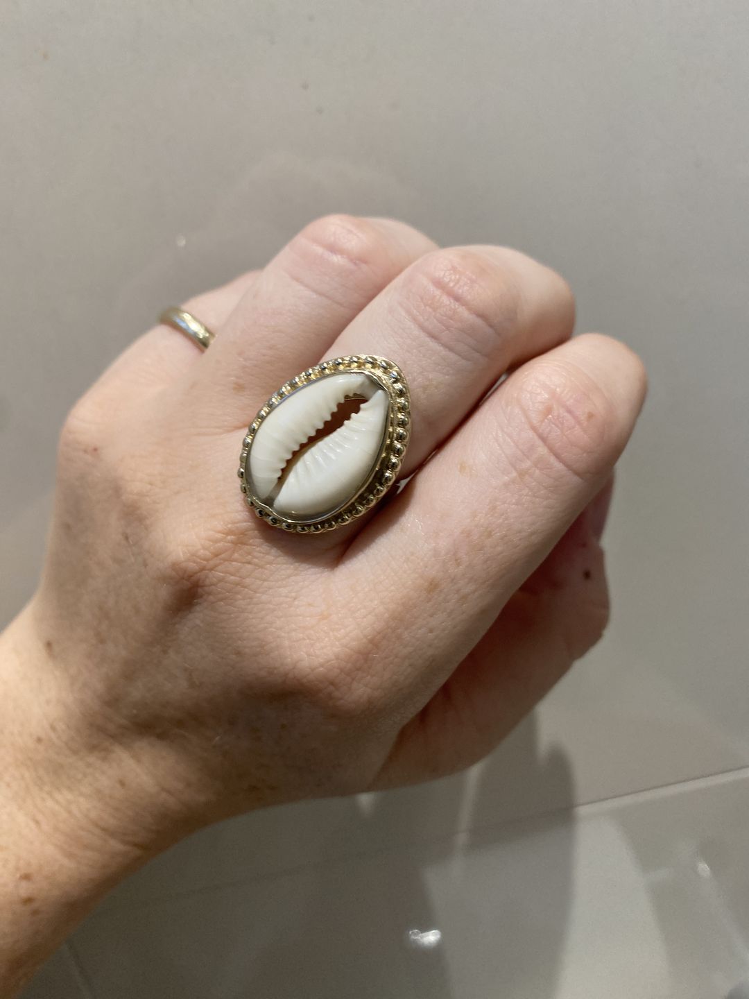 Customer photo review of Gold Cowrie Shell Ring