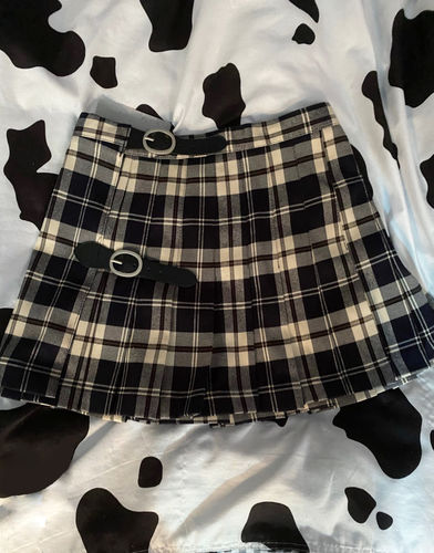 Customer photo review of Gossip Goes Around Mini Skirt