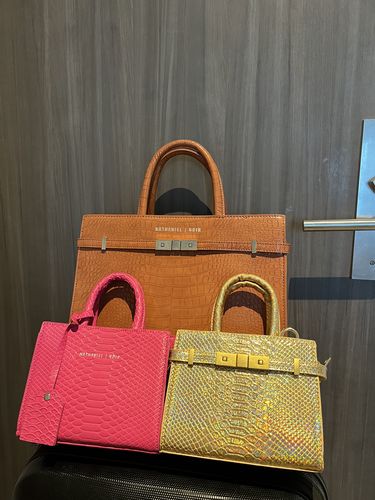 Customer photo review of The BOA belted jumbo (brown croc)