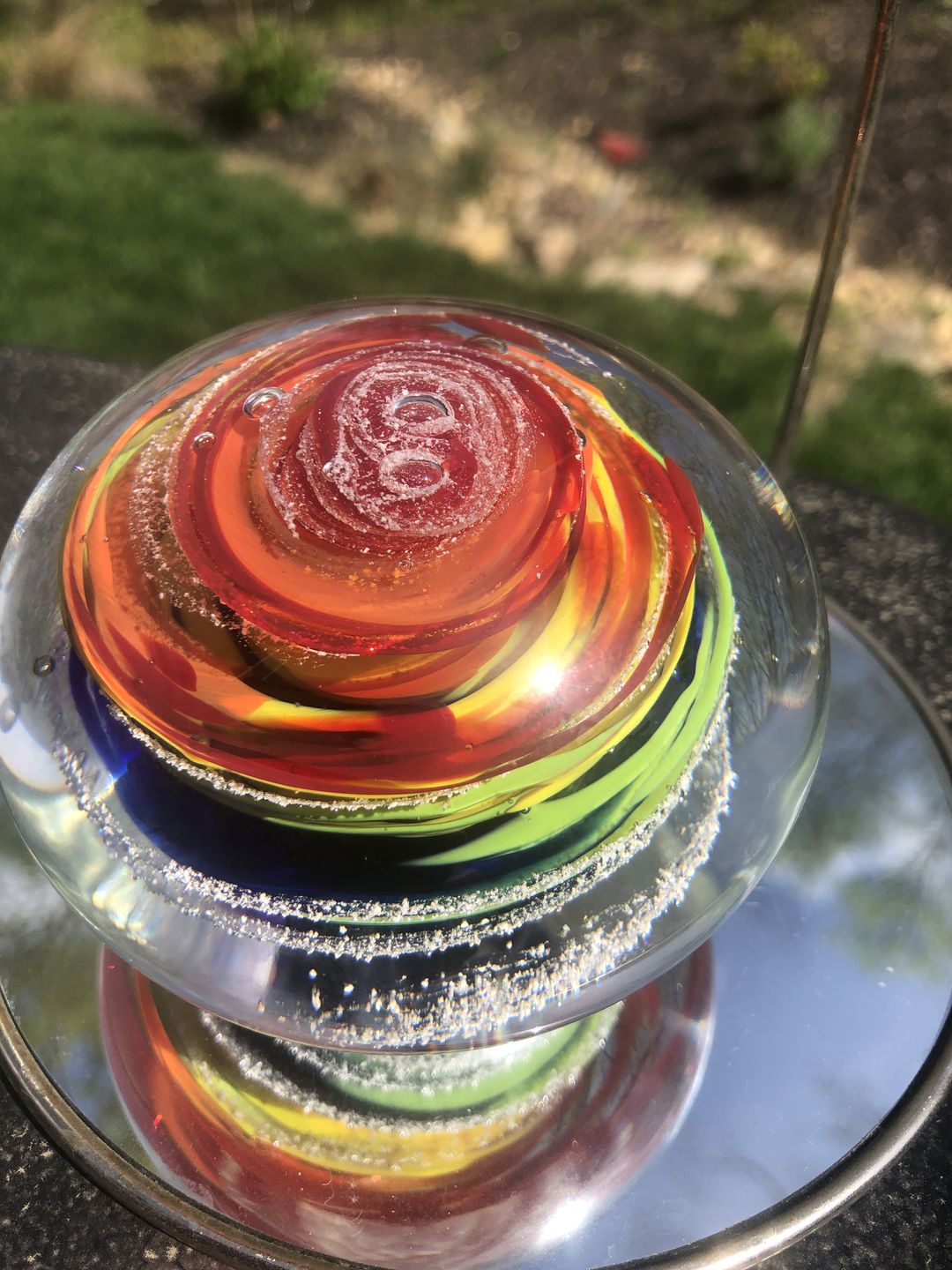 Customer photo review of Rainbow Bridge Swirl with Cremation Ash