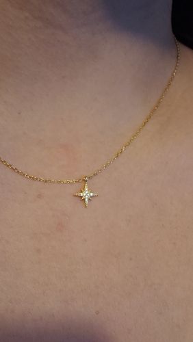 Customer photo review of Tiny PAVE Floating Sun Star Necklace