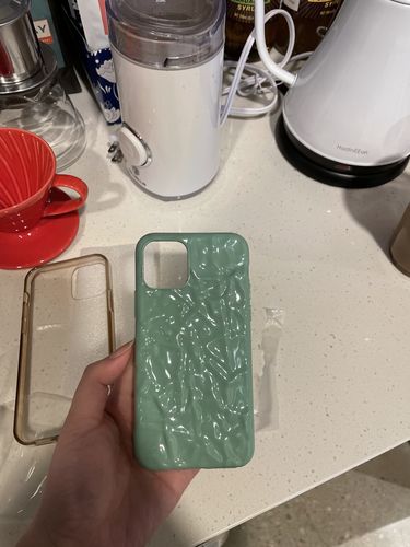 Customer photo review of Retro Matcha iPhone Case