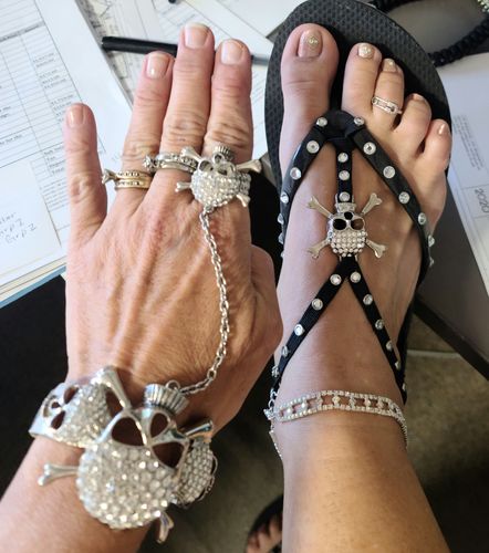 Customer photo review of Just Love Skulls Flip Flops