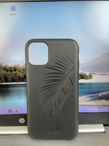 Customer photo review of Eco Friendly iPhone 11 Phone Case - Palm Leaf in Pitch Black