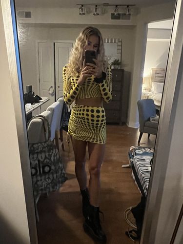 Customer photo review of Polka Dot Crop Top & Drawstring Ruched Skirt Set