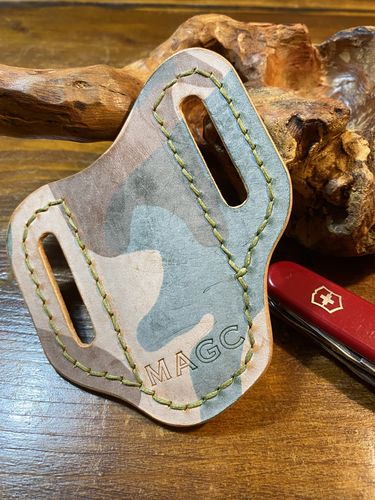 Customer photo review of No.87 | Leather Trapper Knife Sheath (Digital Pattern)