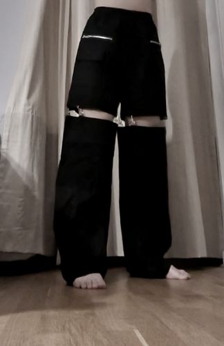 Customer photo review of Harajuku Style Cutout Detachable Cargo Pants
