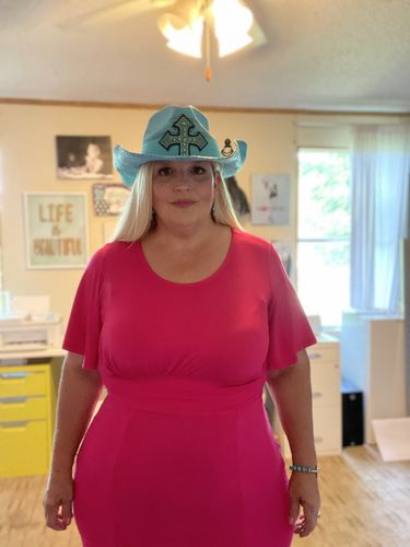 Customer photo review of PLUS SIZE BOTTOM OPEN SLIT MAXI DRESS