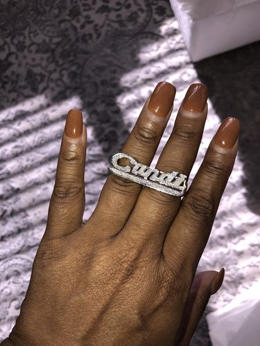 Customer photo review of Two Finger Name Ring