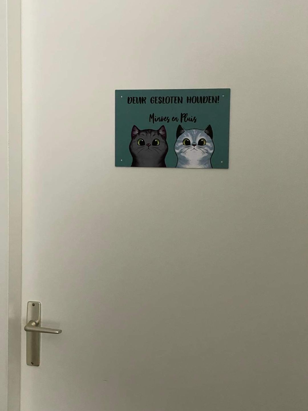 Customer photo review of Nieuwsgierige katten - Gepersonaliseerde deurbord