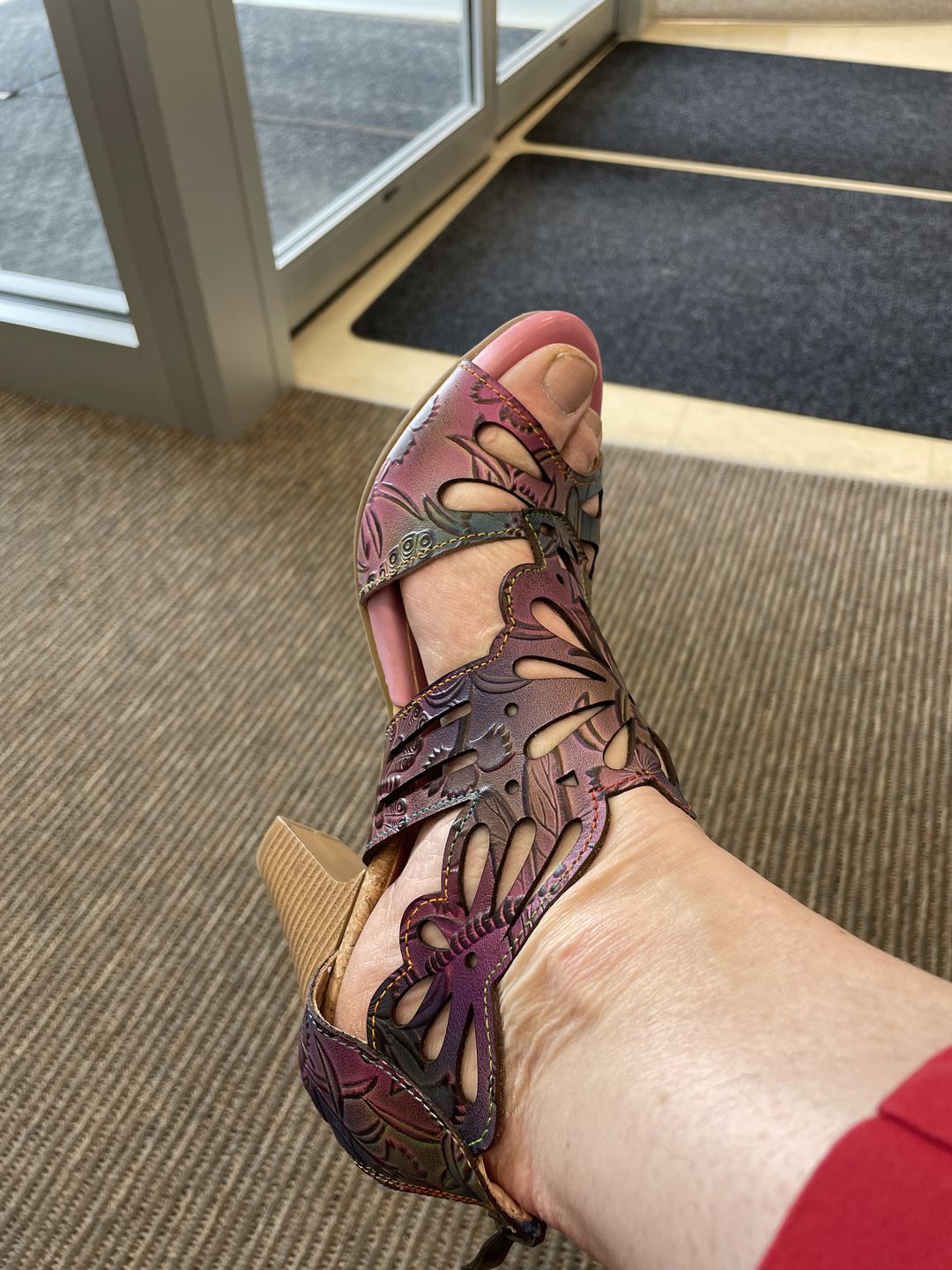 Customer photo review of Bohemia Leather Block Heel Comfy Sandals