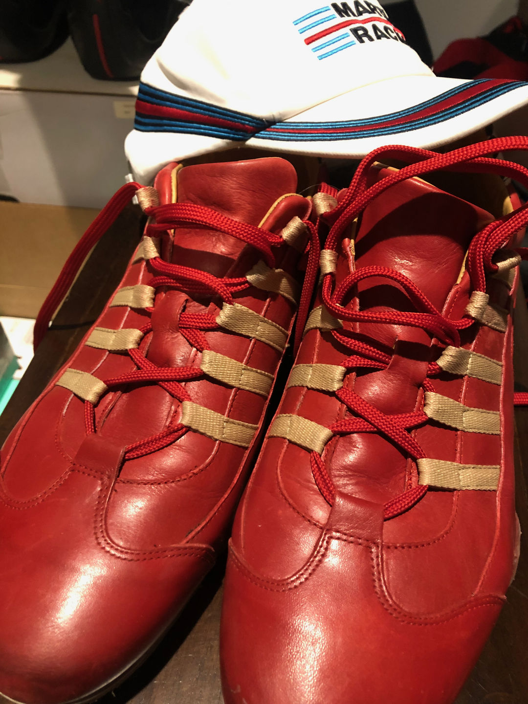 Customer photo review of Men's Racing Sneaker in Corsa Rosso (Red and Sand)