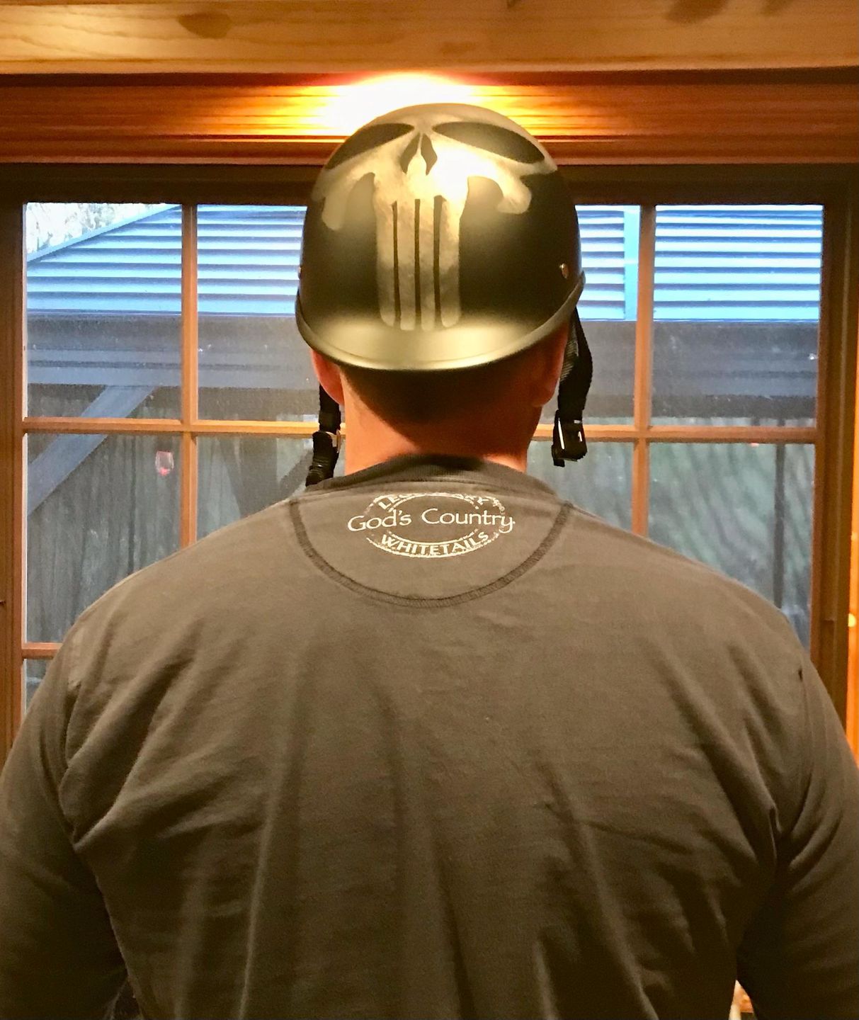 Customer photo review of Low Profile Reversible DOT Polo Helmet / Punisher