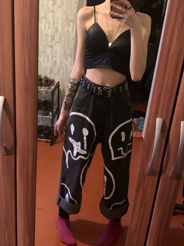 Customer photo review of Harajuku Street Smiley Face Style Jeans