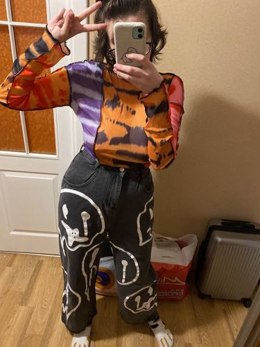 Customer photo review of Harajuku Street Smiley Face Style Jeans