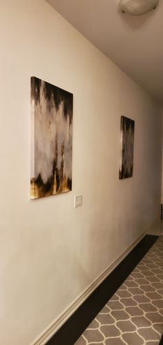 Customer photo review of 'Gold Fire' Wrapped Canvas (Set of 3)