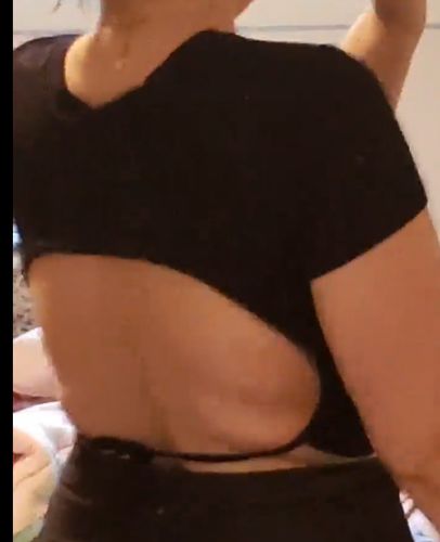 Customer photo review of SkinKiss™ Comfy Attractive Slinky Open Back Spaghetti Tie Crop Top