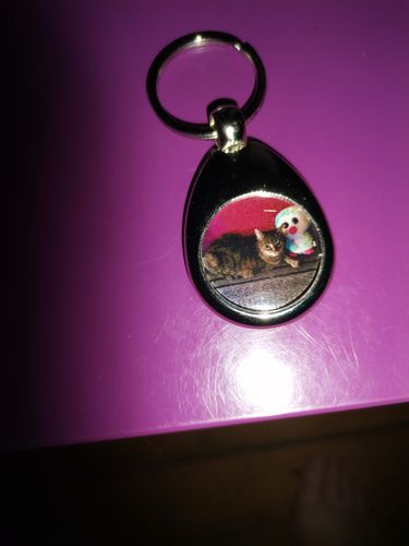 Customer photo review of Schlüssel- Anhänger mit Foto „Tropfen“ + Einkaufswagen Chip