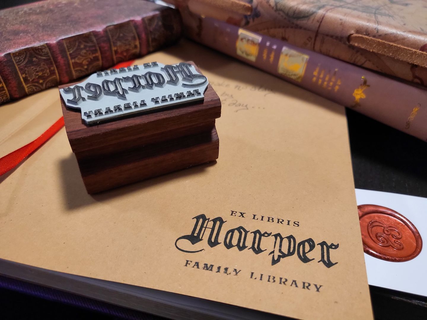 Customer photo review of Germanica - Personalised Family Bookplate Rubber Stamp