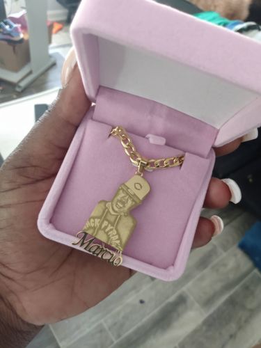 Customer photo review of Lovers Charm™ 18K Custom Engraved Necklace