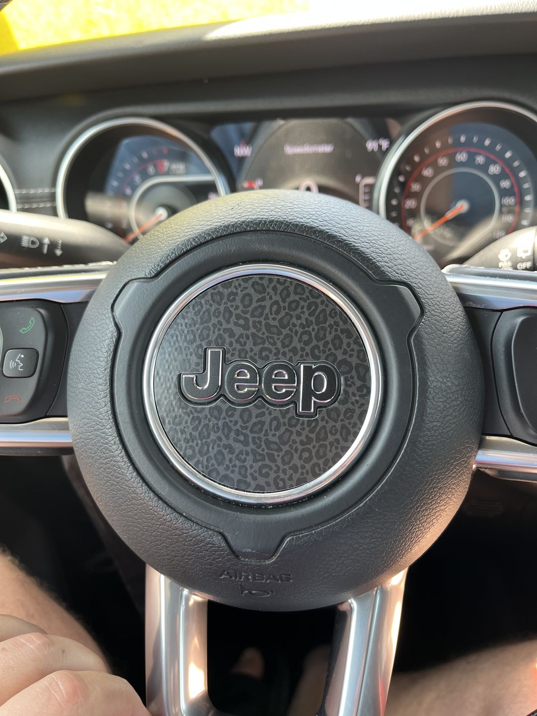 Customer photo review of Animal Print Steering Wheel Decal for Jeep
