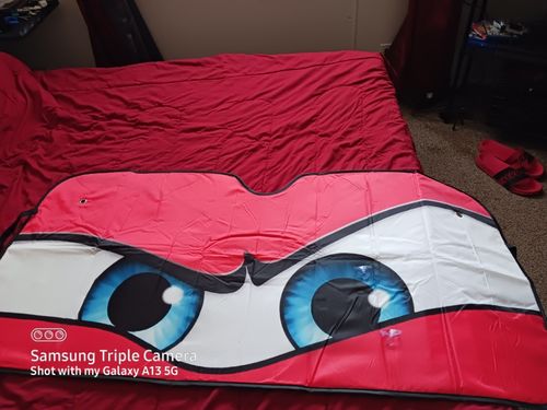 Customer photo review of Red Angry Cartoon Eyes Car Sunshade Custom Car Windshield Accessories