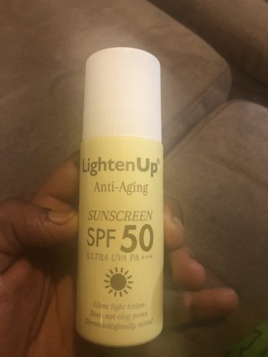 Customer photo review of LightenUp Anti-Aging Sunscreen SPF 50