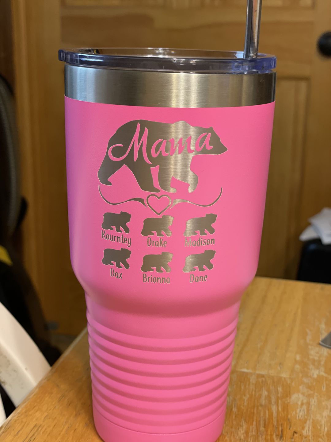 Customer photo review of Mama Bear (CUSTOM) Tumbler Personalized with Child's Name