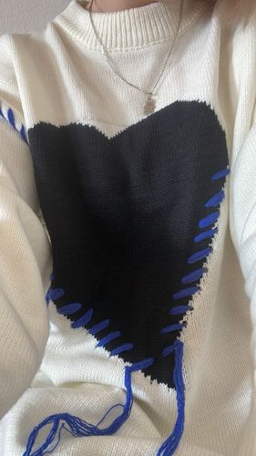 Customer photo review of Harajuku Style Dripping Heart Knit Sweater