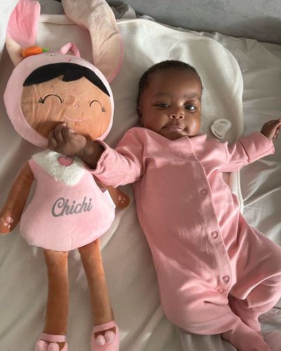 Customer photo review of Leyadoll Personalized Name Doll (Bunny) with Gift Bag - Dark Skin Tone Black Baby Doll Rabbit