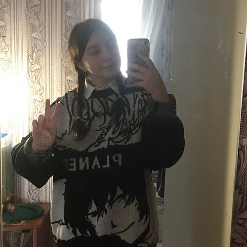 Customer photo review of Harajuku Style "Planet" Anime Knit Sweater