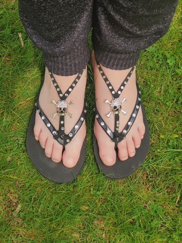 Customer photo review of Just Love Skulls Flip Flops