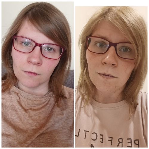 Customer photo review of Notre soin éclaircissant pour des cheveux rayonnants en moins de 5 minutes