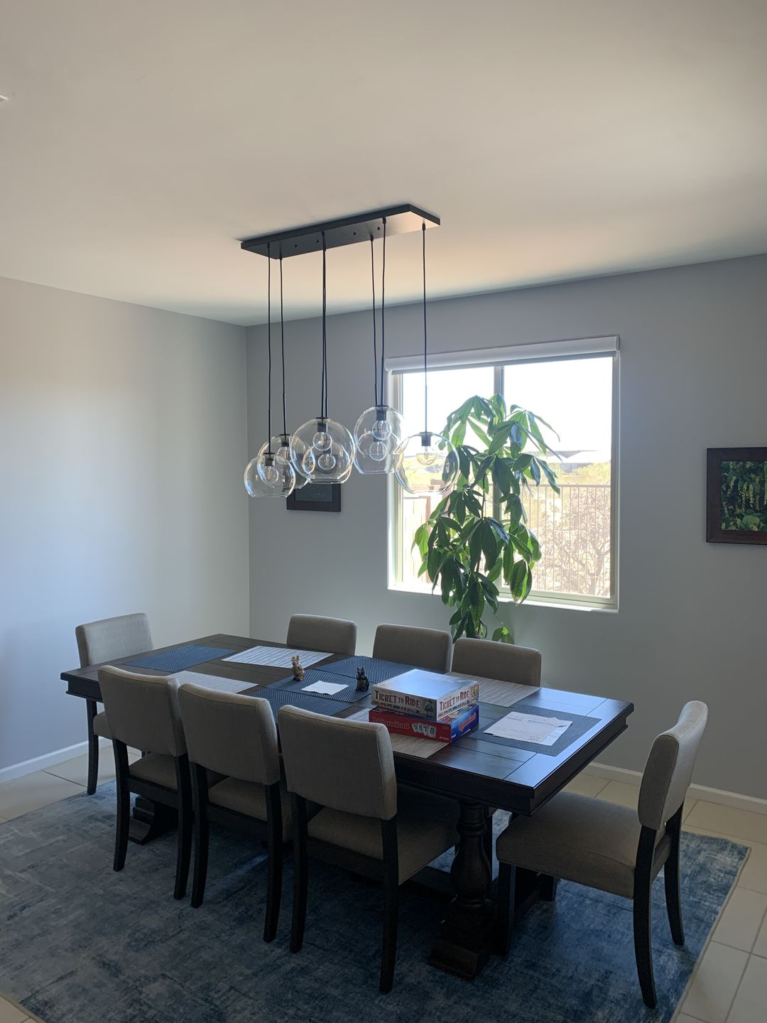 Customer photo review of Modern 7-Light Sculptural Glass Globe Pendant Chandelier