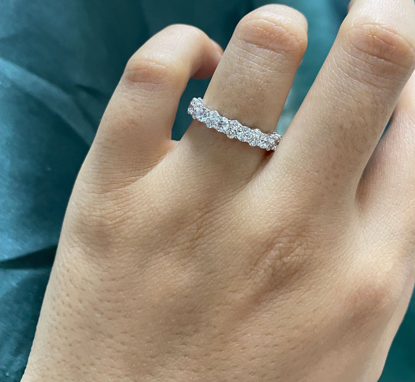 Customer photo review of Louily Elegant Round Cut Full Wedding Band for Women In Sterling Silver