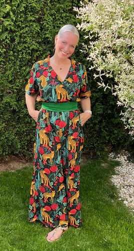 Customer photo review of Jaguar Paradise Black Animal Print Jumpsuit