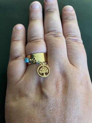 Customer photo review of PARURE PENDENTIF APATITE BLEUE ARBRE DE VIE