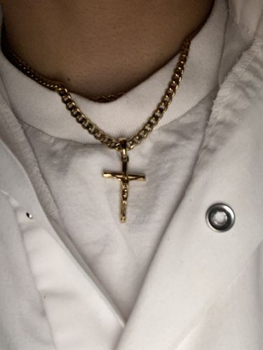 Customer photo review of Gold Stainless Steel Crucifix Necklace