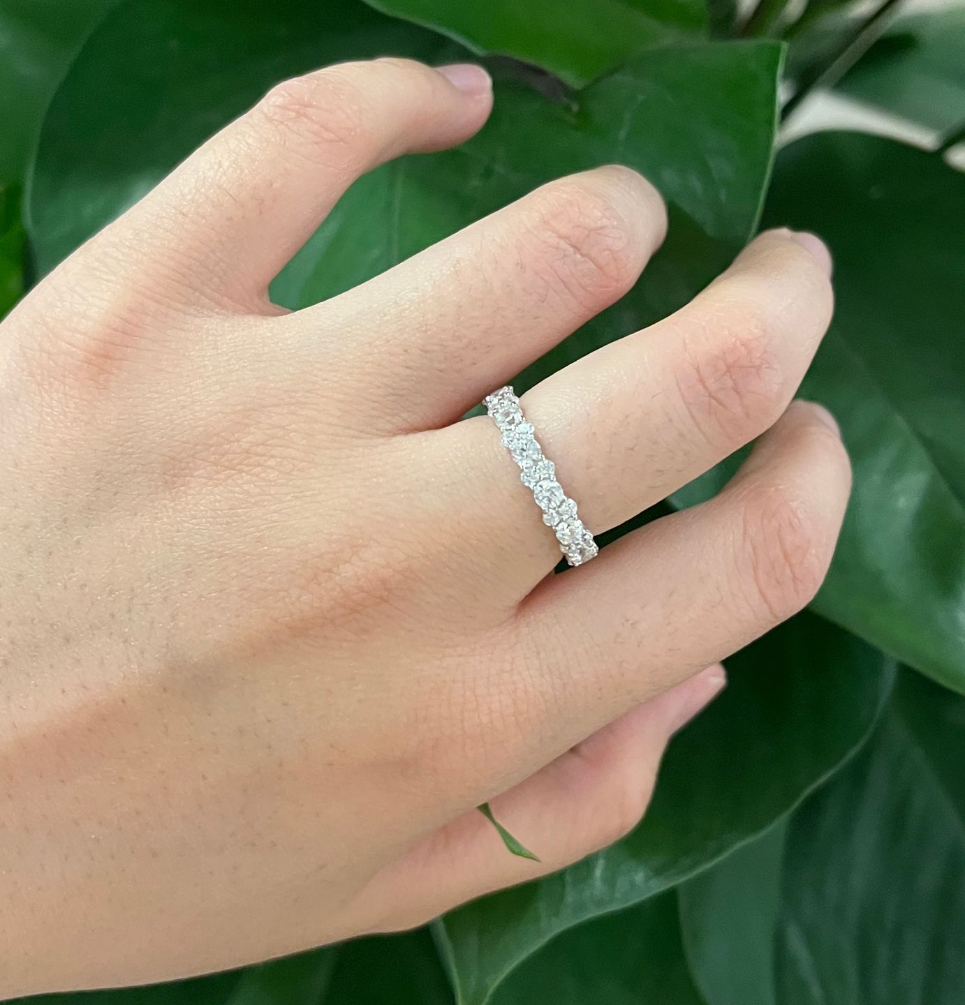 Customer photo review of Louily Elegant Round Cut Full Wedding Band for Women In Sterling Silver