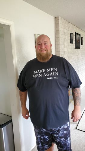 Customer photo review of Make Men Men Again Shirt