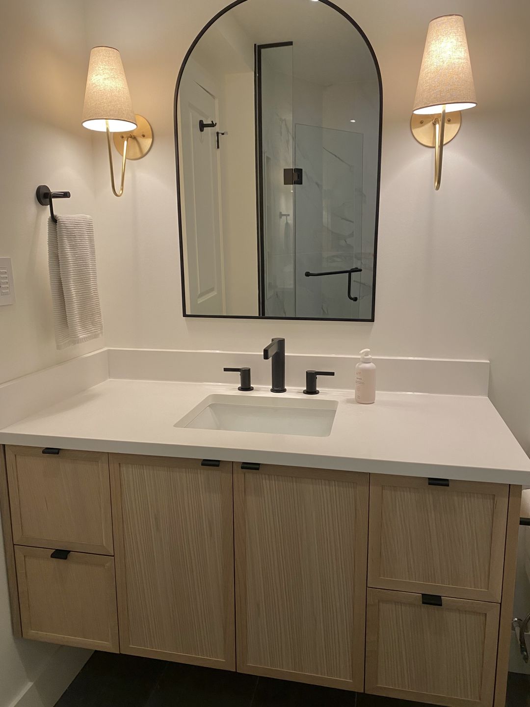 Customer photo review of Cape Breton 48" Wall Mount White Oak Bathroom Vanity