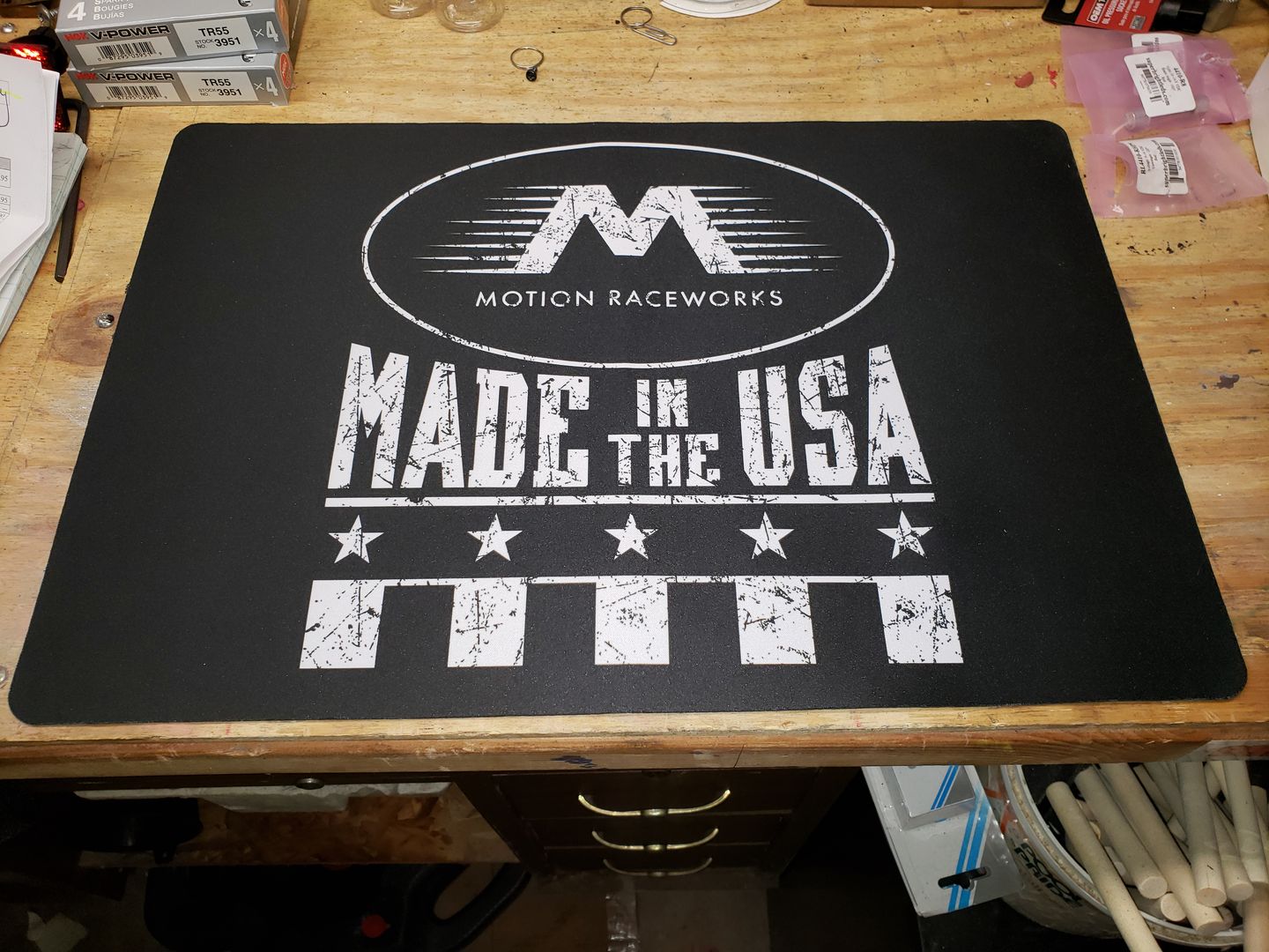Customer photo review of Motion Raceworks Laptop Tuning No Skid Mat Pad 18"x12"