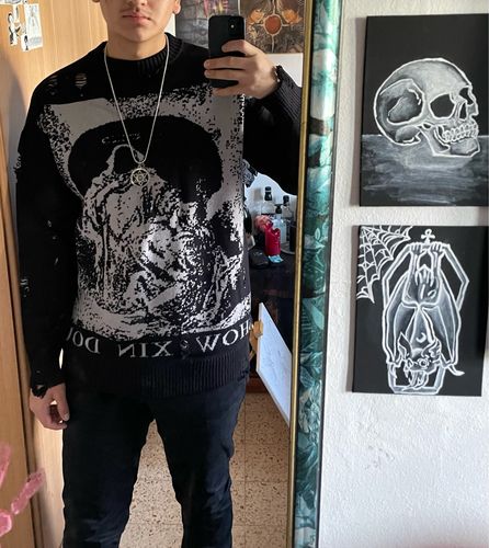 Customer photo review of Harajuku Style Ripped Knit Sweater