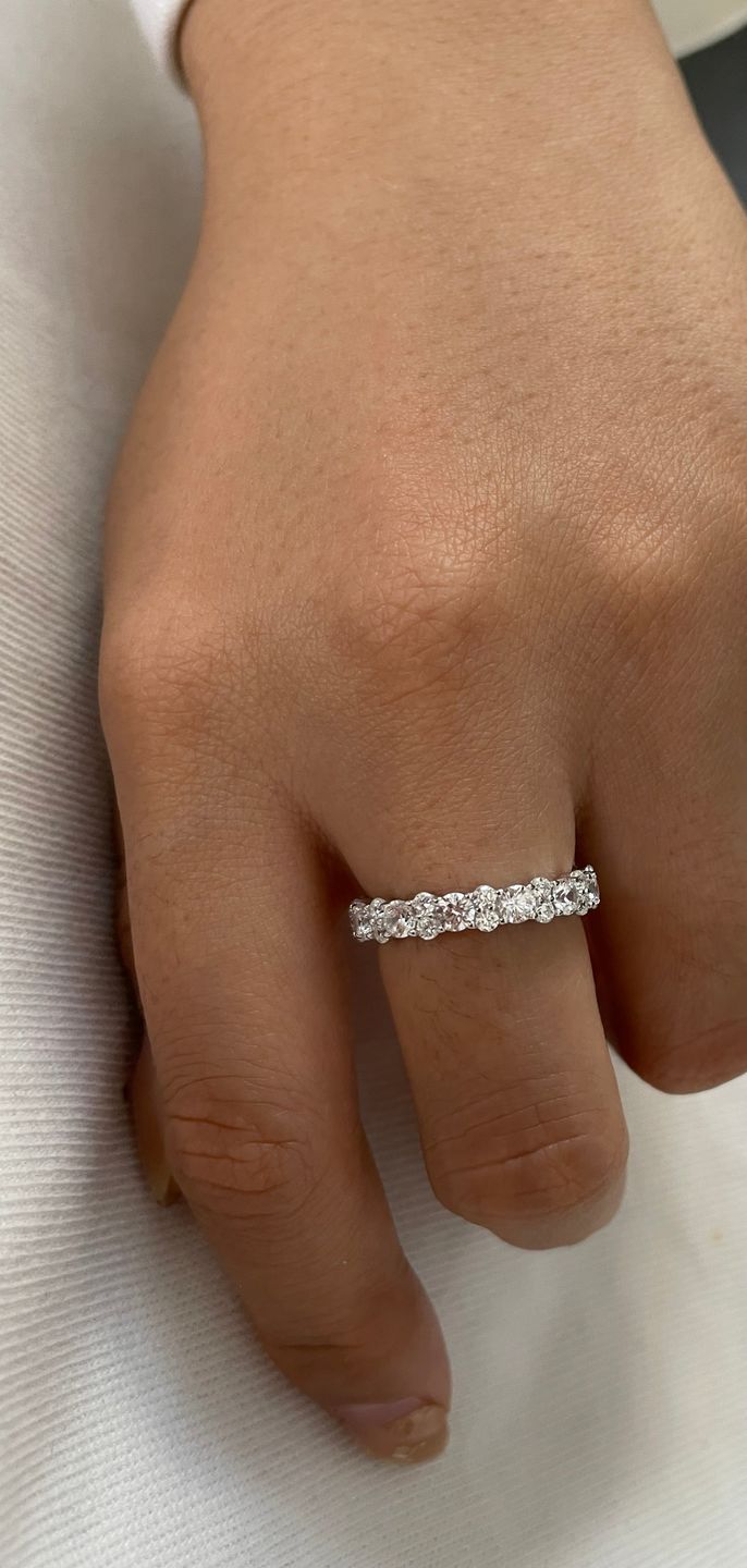 Customer photo review of Louily Elegant Round Cut Full Wedding Band for Women In Sterling Silver