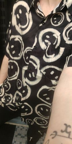 Customer photo review of Harajuku Style "Smile!" Oversized Button Up Shirt