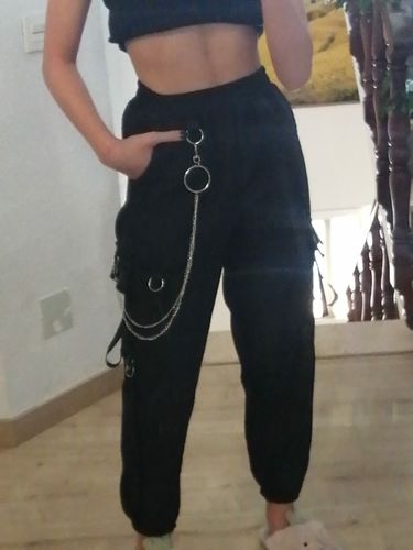 Customer photo review of Harajuku Style Chained Cargo Pants
